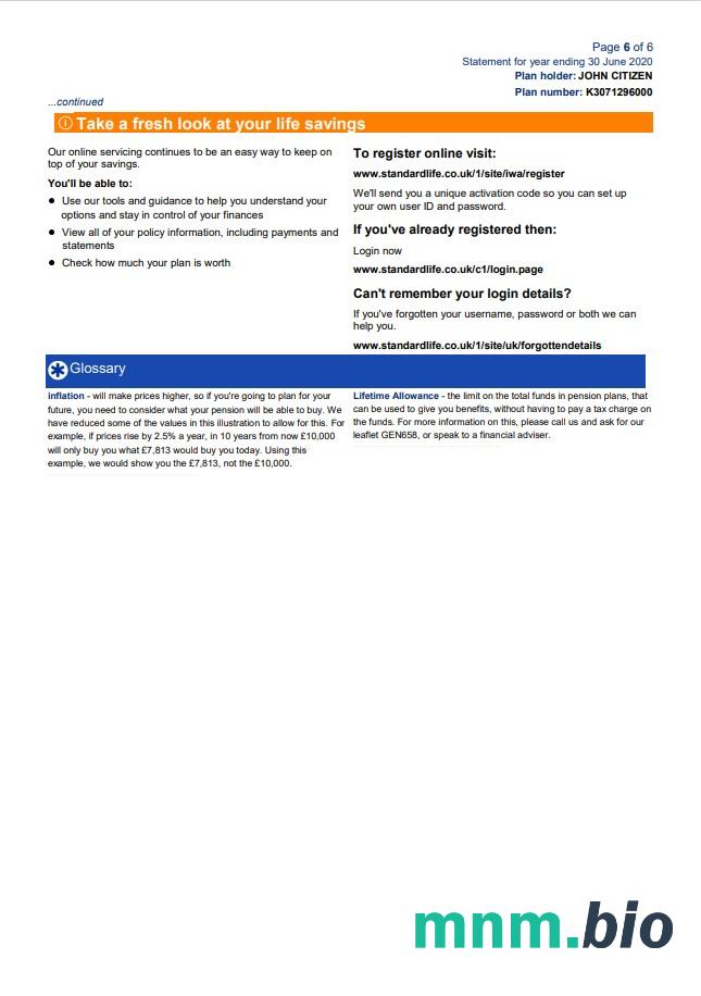 United Kingdom Standard Life rachunek za media szablon w formacie Word i PDF, 7 stron 7